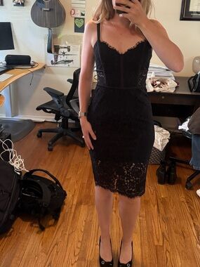 Express Black Lace Bustier Corset Paneled Bodycon Pencil Dress size 6 nwt